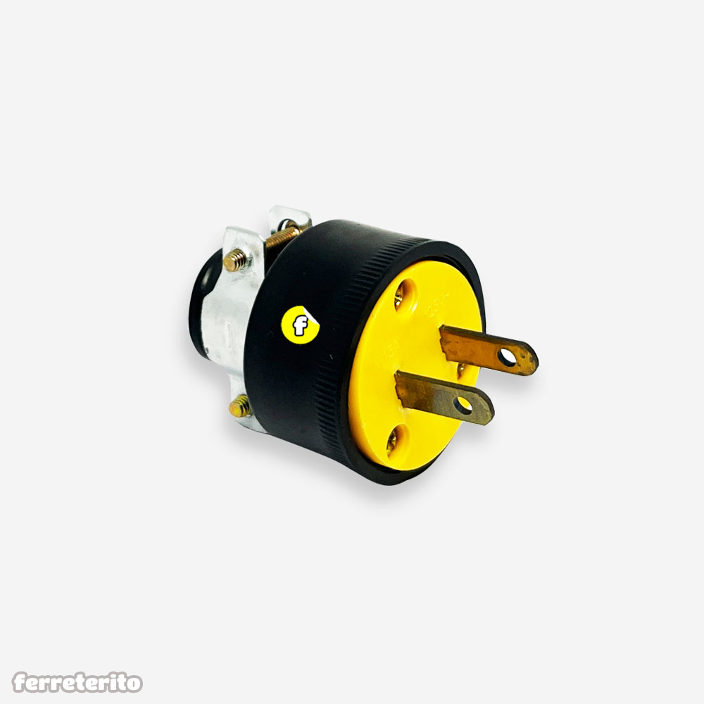 Enchufe MACHO 110v de Goma y Vinil Sin Toma de Tierra
