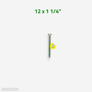 Tornillo Autorroscante Cabeza Plana Zincado 12 x 1 1/4″ (TACPLZ-12X114)