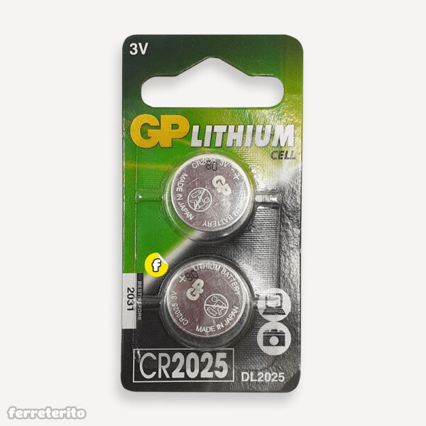 Pila Bateria CR2025 3v 2 Piezas Lithium Cell GP
