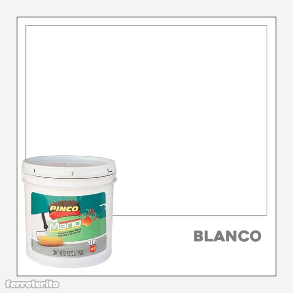 Pintura Caucho Medio Cuñete 2 GL BLANCO PINCO MANO