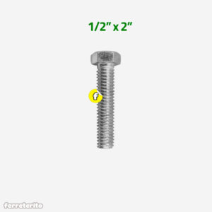 Tornillo Perno de Acero Inoxidable Cabeza Hexagonal 1/2″ x 2″ (TP-AICH-12-2)