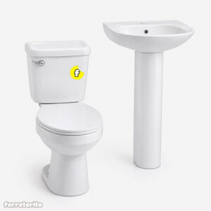 Combo de Poceta Sanitario Inodoro Blanca + Lavamanos con Pedestal