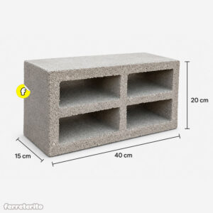 Bloque de Ventilación de Concreto CUADRADO-RECTANGULO 4 Huecos (BVCR-4H)