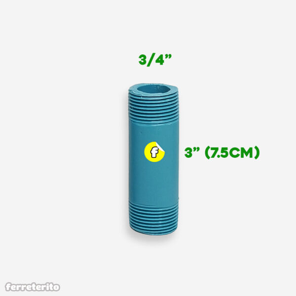 Niple Plastico 3/4″ x 3″ (7.5cm) Roscar