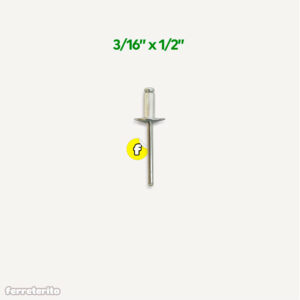 Remache 3/16″ x 1/2″ Ala Ancha (3 Unidades)