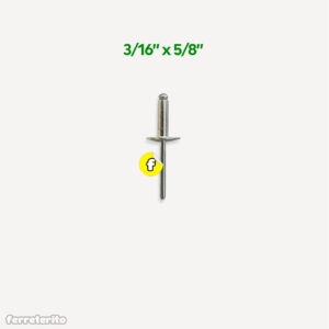 Remache 3/16″ x 5/8″ Ala Ancha (4.7mm x 15.8mm) (5 Unidades)