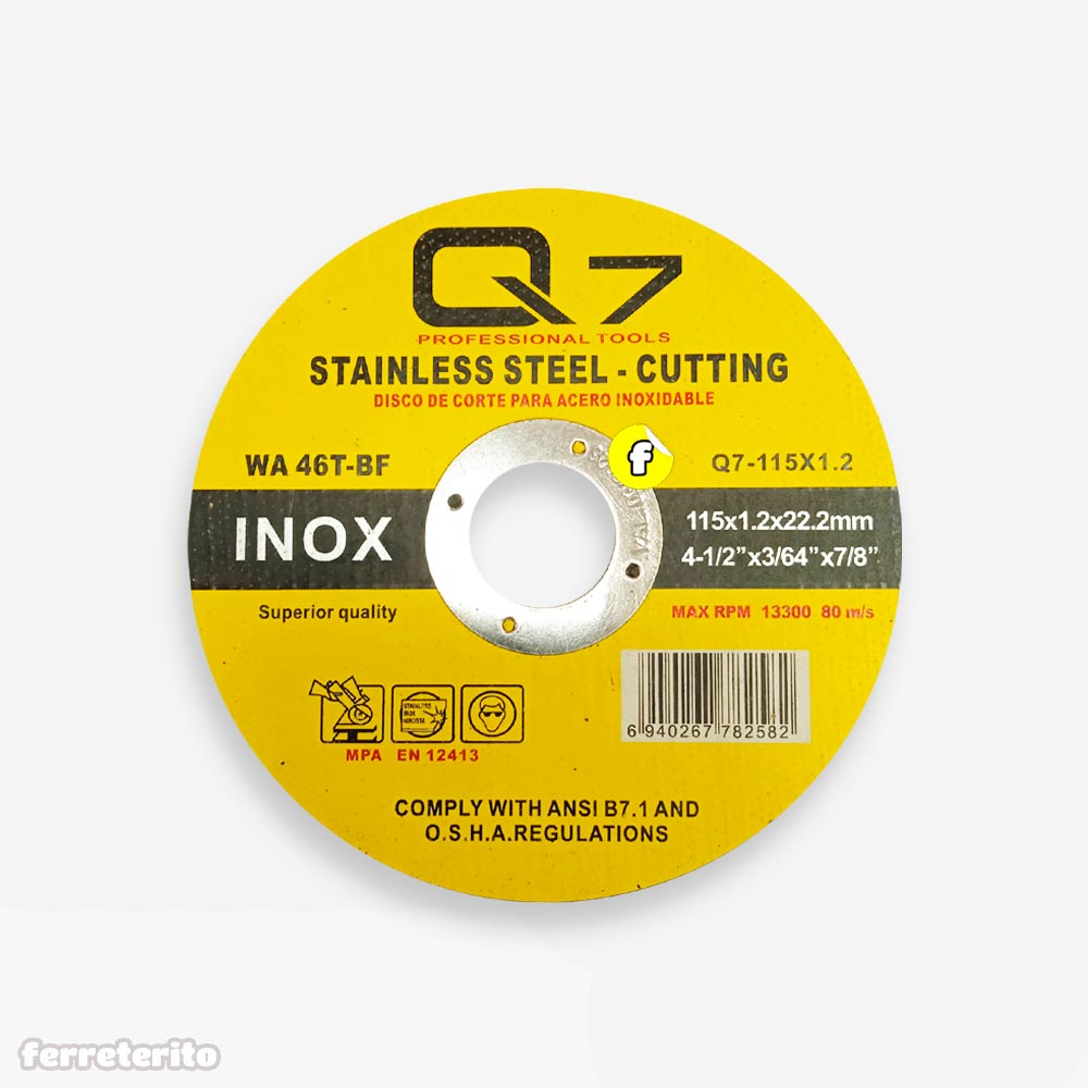 Disco de Corte Metal Ultrafino 4 1/2″ Plano Q7