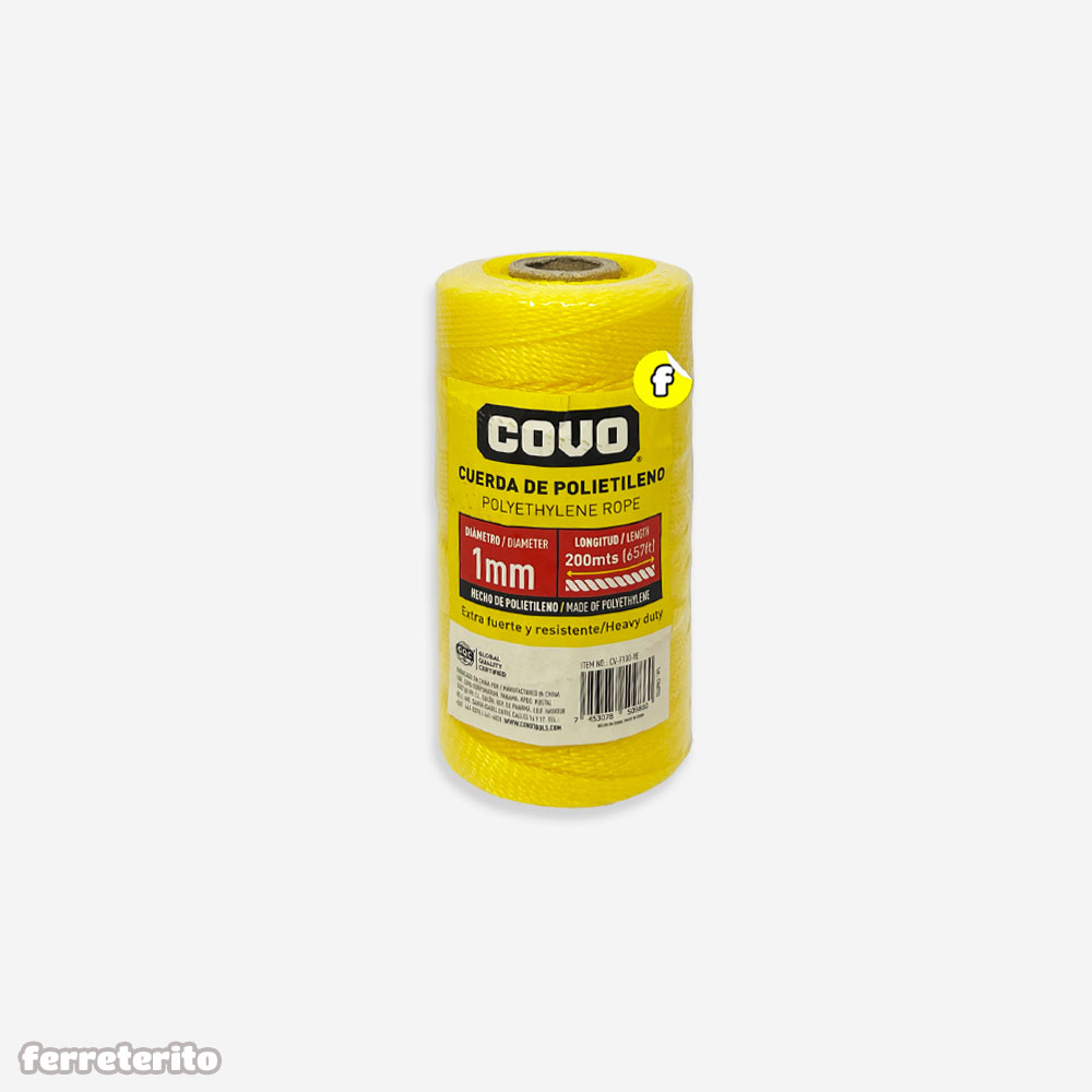 Cordel Mecatillo para Amarre de Polietileno 1mm AMARILLO COVO (CV-F100-YE)