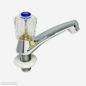 Llave de Lavamanos Sencilla Metal Cromado Pomo Redondo Transparente GRIVEN (A145-BIB002PH)