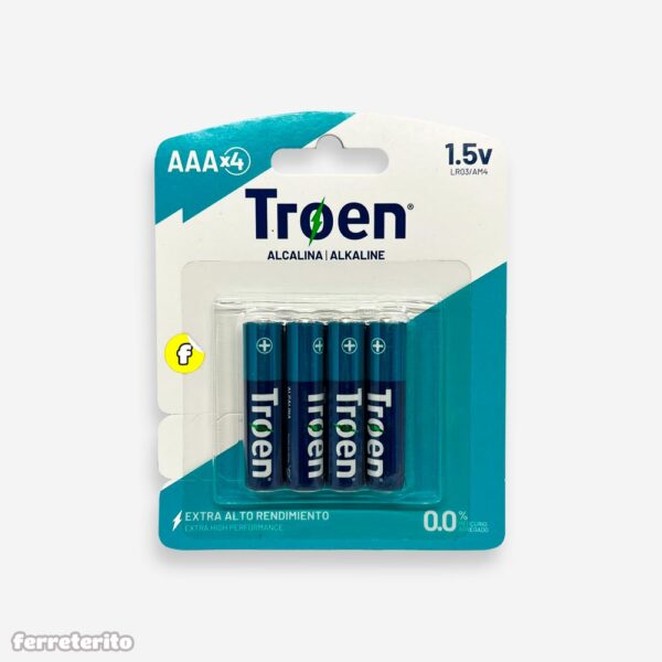 Pila Bateria Alcalina AAA 1.5V (4 Unidades) TROEN (TR-KL-AAA-4)