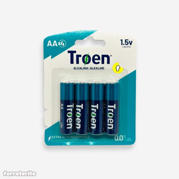 Pila Bateria Alcalina AA 1.5V (4 Unidades) TROEN (TR-KL-AA-4)