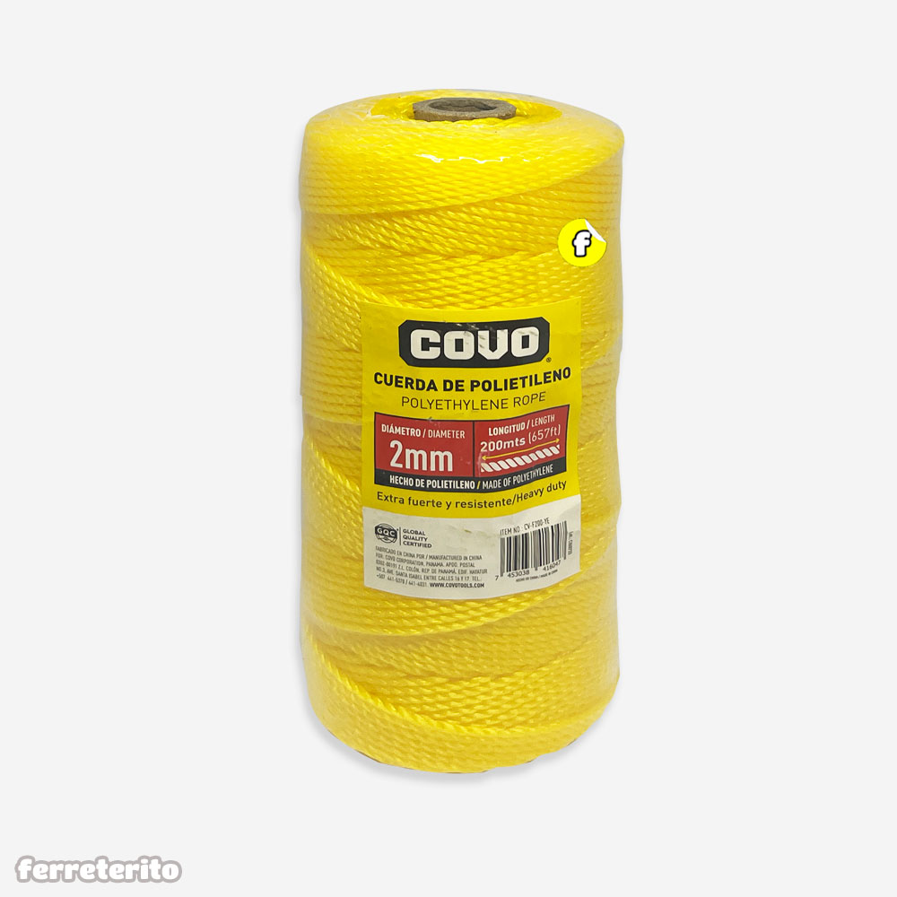 Cordel Mecatillo para Amarre de Polietileno 2mm MARILLO COVO (CV-F200-YE)