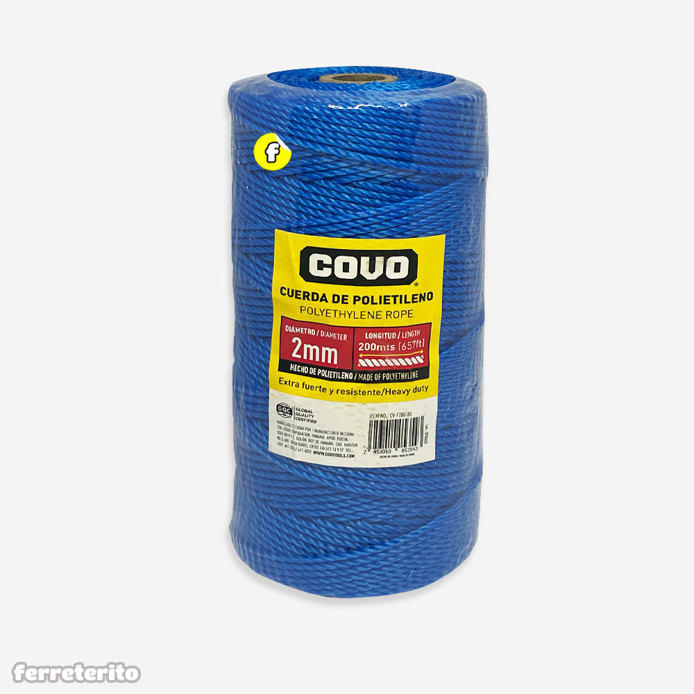 Cordel Mecatillo para Amarre de Polietileno 2mm AZUL COVO (CV-F200-BU)