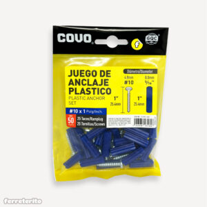 Juego de Ramplug Azul 5/16" con Tornillo 1" (25 Pares) COVO (CV-PPS-10X1)