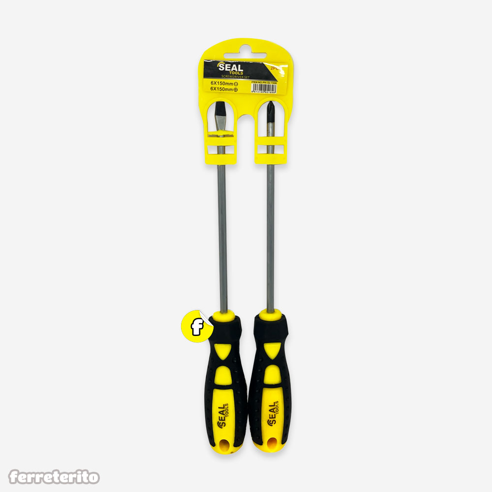 Juego de Destornilladores 6″ Estria y Pala Mango Plastico y Goma SEAL TOOLS (PHSET006)