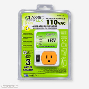 Protector de Voltaje para Aires Acondicionados Refrigeracion TV y Lavadoras 110V 20A Enchufable CLASSICLUX (P-V010-110)