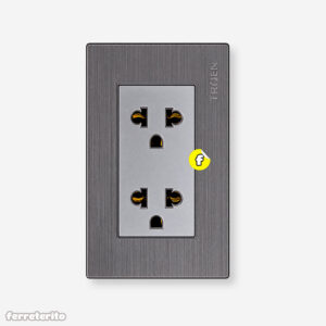 Tomacorriente Doble Deluxe Gris Mate MODURA TROEN (A136-ETP-6CU)