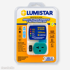 Protector de Voltaje 220V 20A Enchufable para Aires Acondicionados hasta 27mil BTU Refrigeradores Cocinas LUMISTAR (PTV008)
